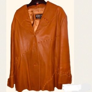 NWT Leather Jacket Coat flounce Scallop Edge Light